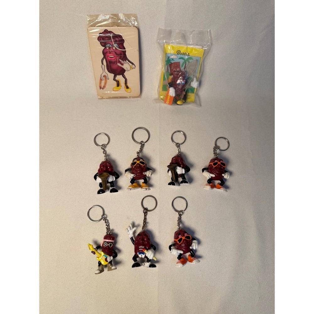 Vtg California Raisins Keychain Lot 80s PVC Figures Air Freshener Buster sealed